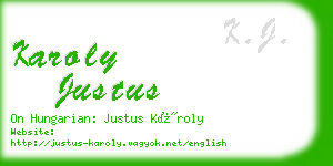 karoly justus business card